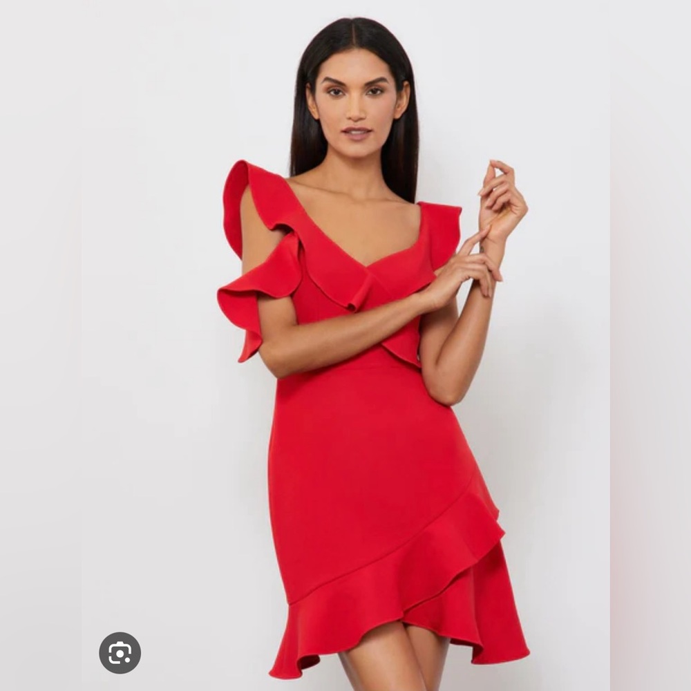Asymmetric ruffled Mini dress